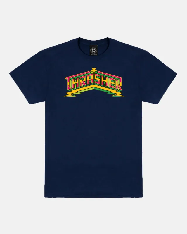 LUCHADORA - T-SHIRT - NAVY sold by Thrasher