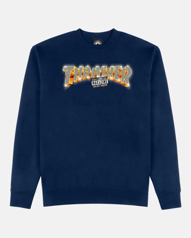 EXPLICIT - CREWNECK - NAVY sold by Thrasher