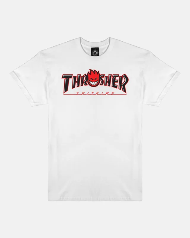 THRASHER X SPITFIRE - BIG HEAD OUTLINE - T-SHIRT - WHITE sold by Thrasher
