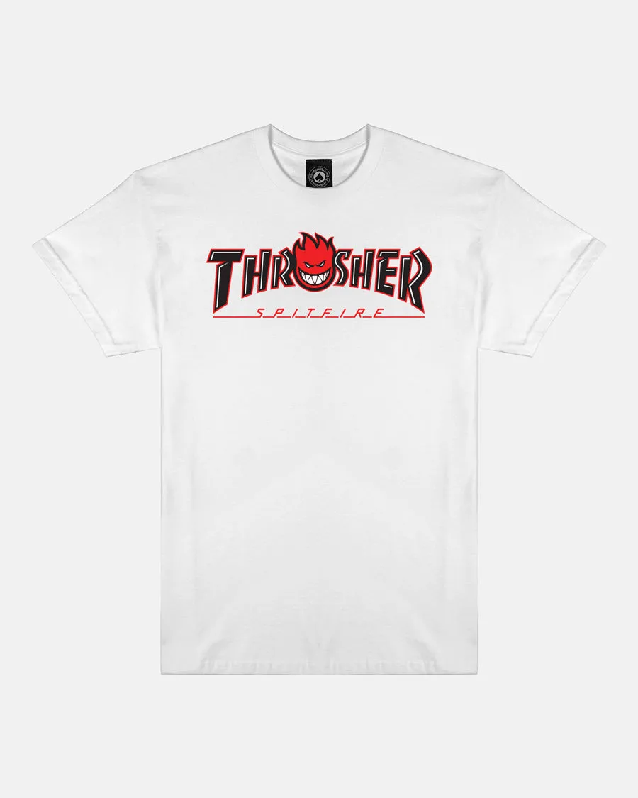 THRASHER X SPITFIRE - BIG HEAD OUTLINE - T-SHIRT - WHITE sold by Thrasher