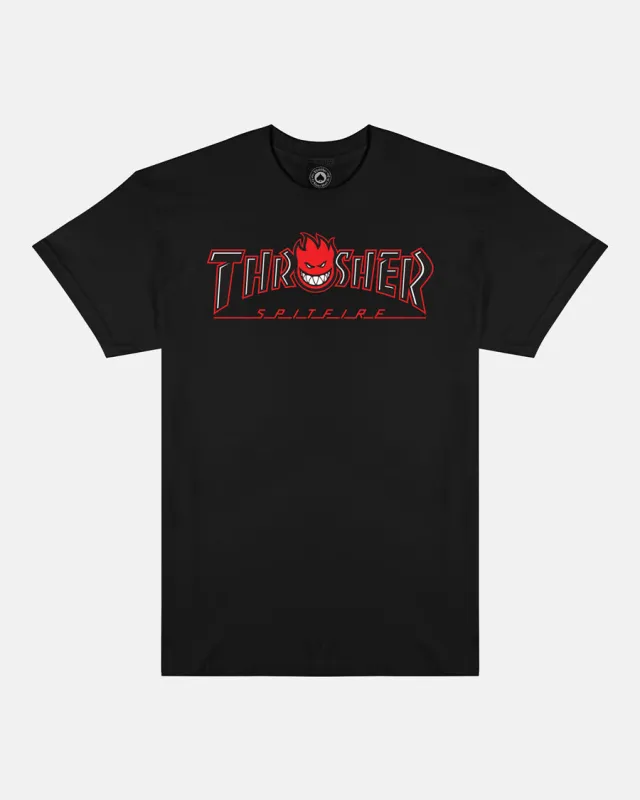 THRASHER X SPITFIRE - BIG HEAD OUTLINE - T-SHIRT - BLACK sold by Thrasher