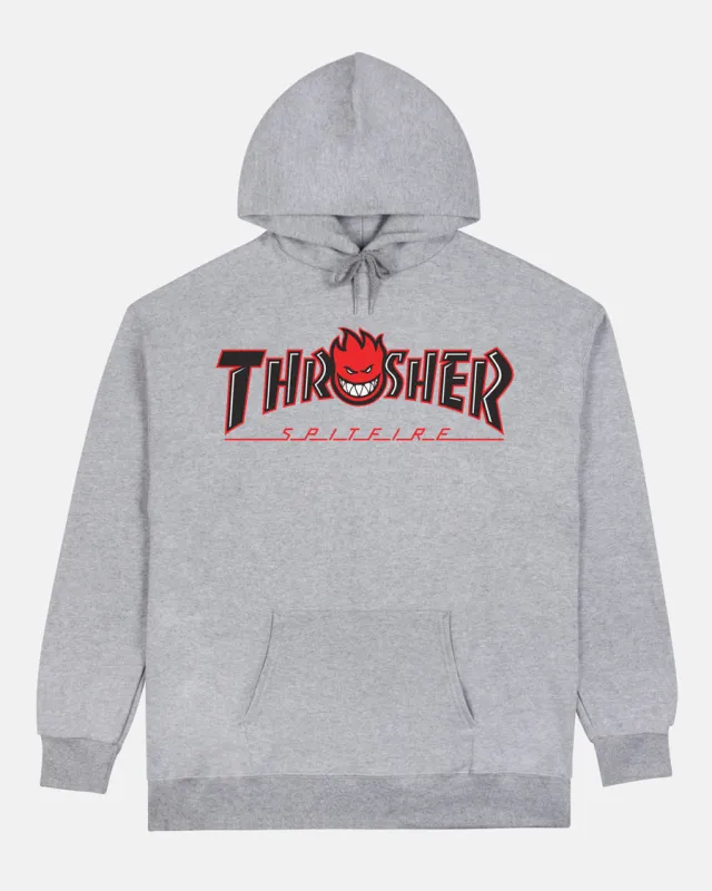 THRASHER X SPITFIRE - BIG HEAD OUTLINE - HOODIE - ASH GREY sold by Thrasher