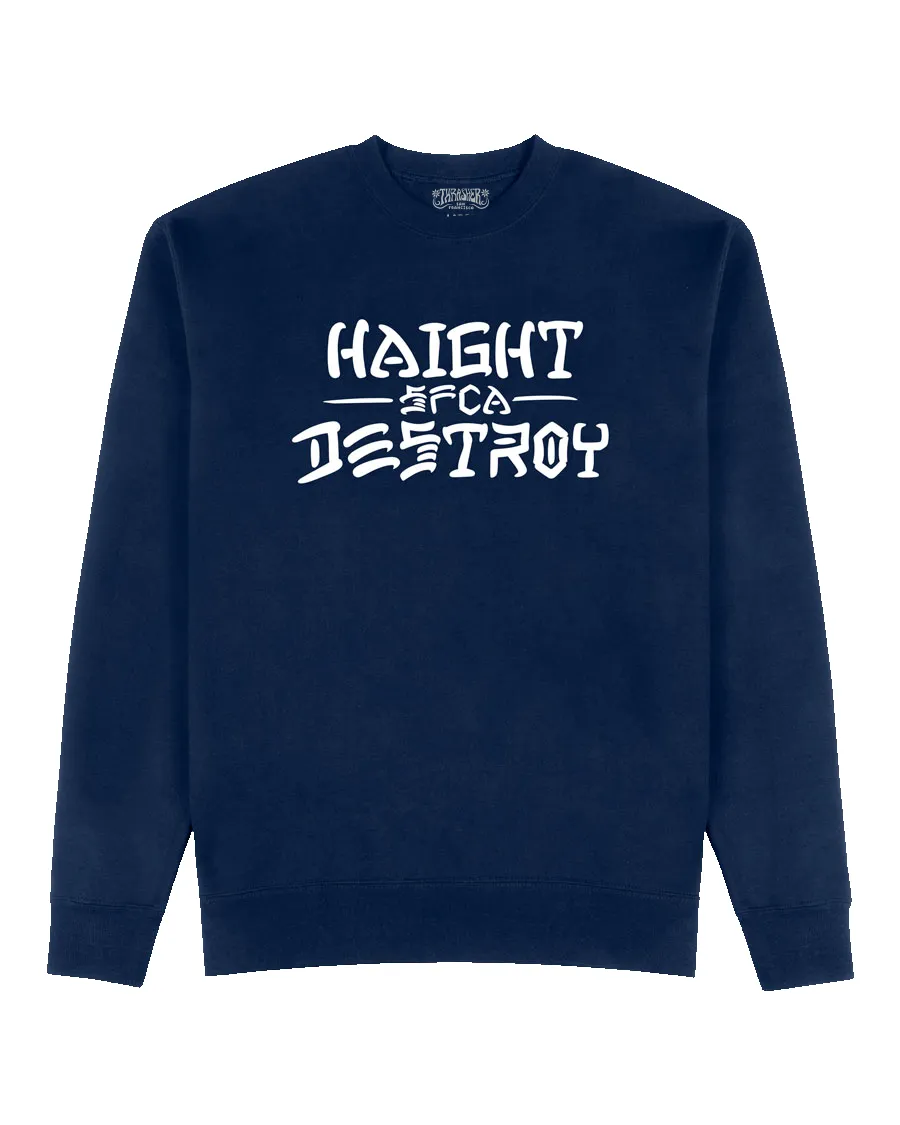 CREWNECK - HAIGHT AND DESTROY - NAVY sold by Thrasher