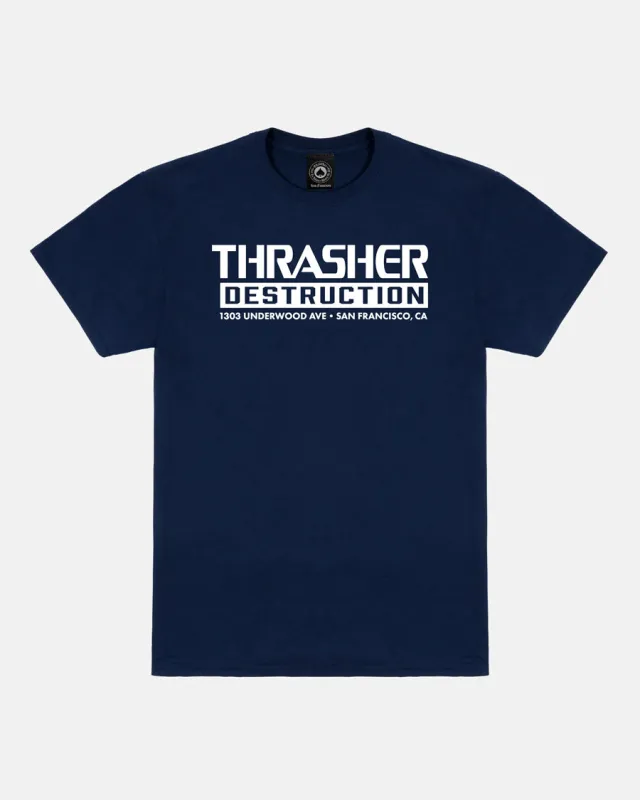 DESTRUCTION T-SHIRT - NAVY made by Thrasher