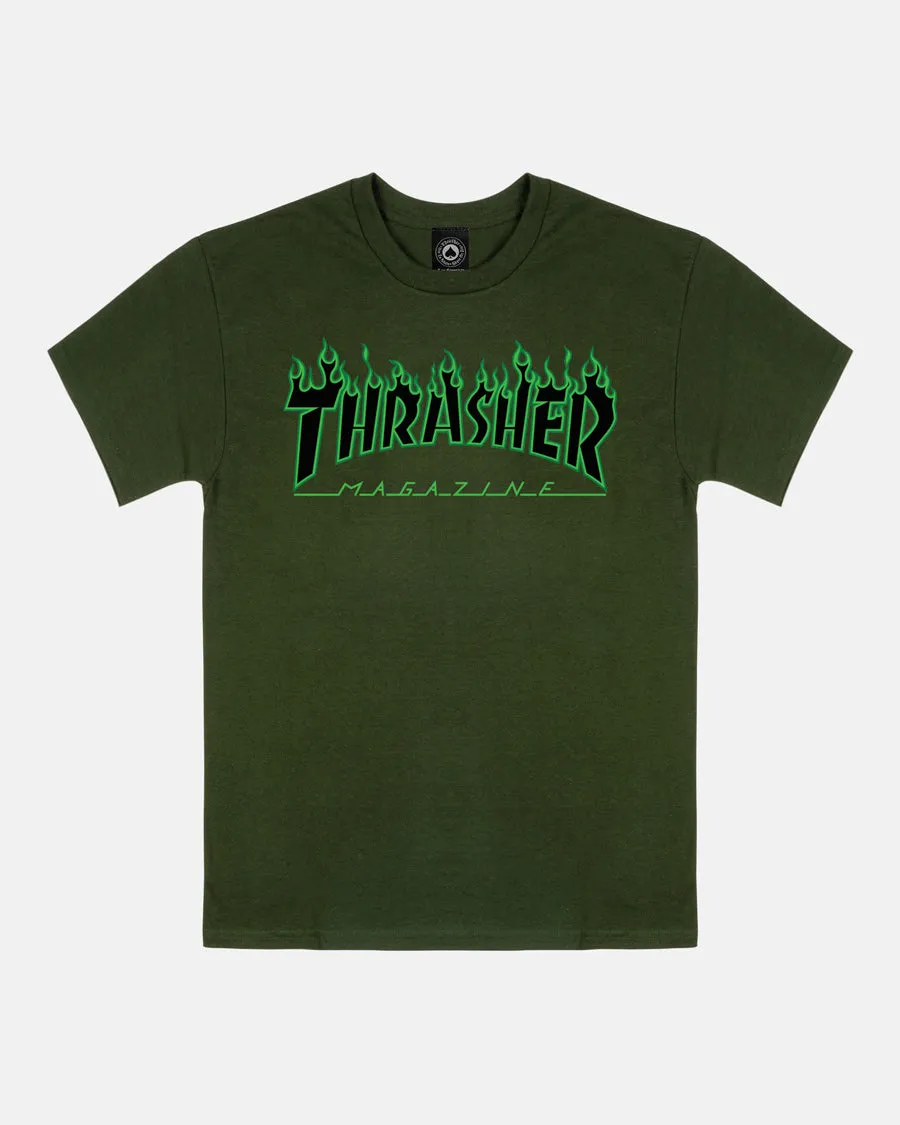 FLAME GREEN/BLACK T-SHIRT - FOREST GREEN sold by Thrasher