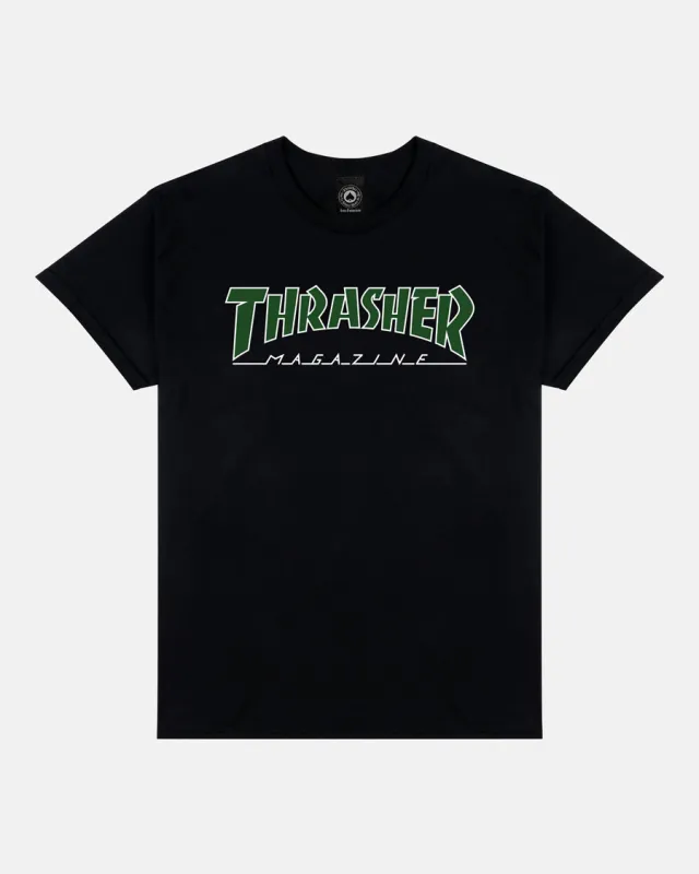 OUTLINED WHITE/GREEN T-SHIRT - BLACK made by Thrasher