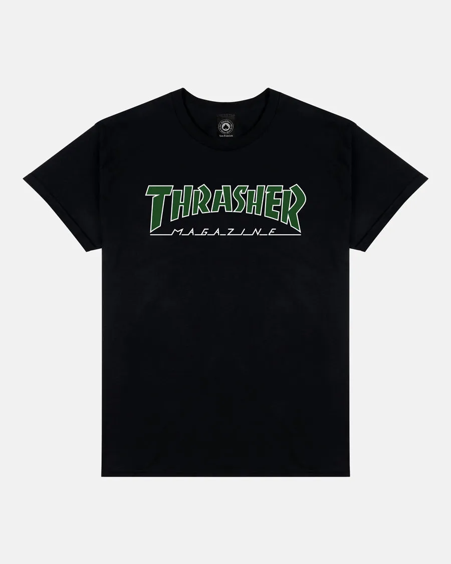 OUTLINED WHITE/GREEN T-SHIRT - BLACK sold by Thrasher