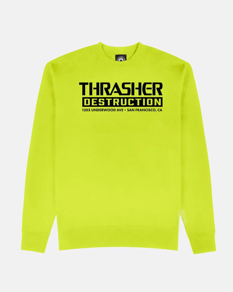 DESTRUCTION CREWNECK - SAFETY GREEN sold by Thrasher