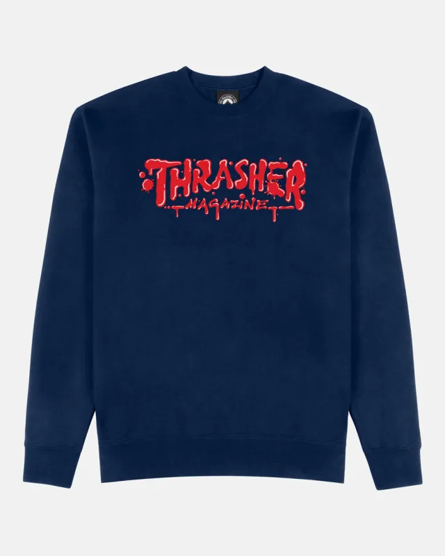 WET PAINT CREWNECK - NAVY made by Thrasher