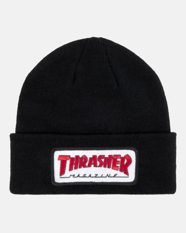 OUTLINED PATCH - BEANIE - BLACK sold by Thrasher