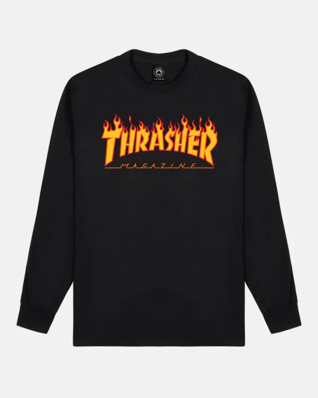 FLAME - LONGSLEEVE - BLACK sold by Thrasher
