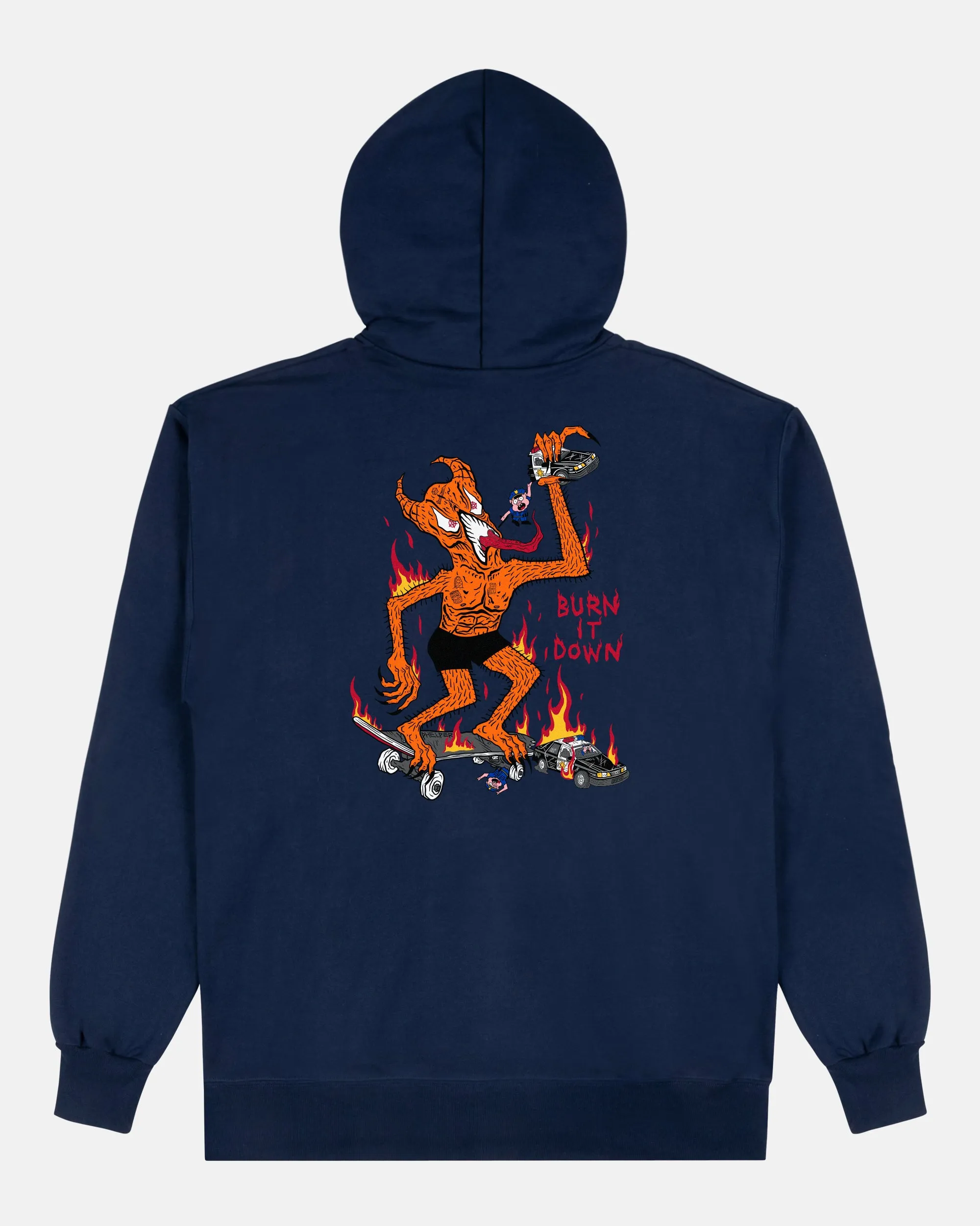 BURN IT DOWN - HOODIE - NAVY sold by Thrasher