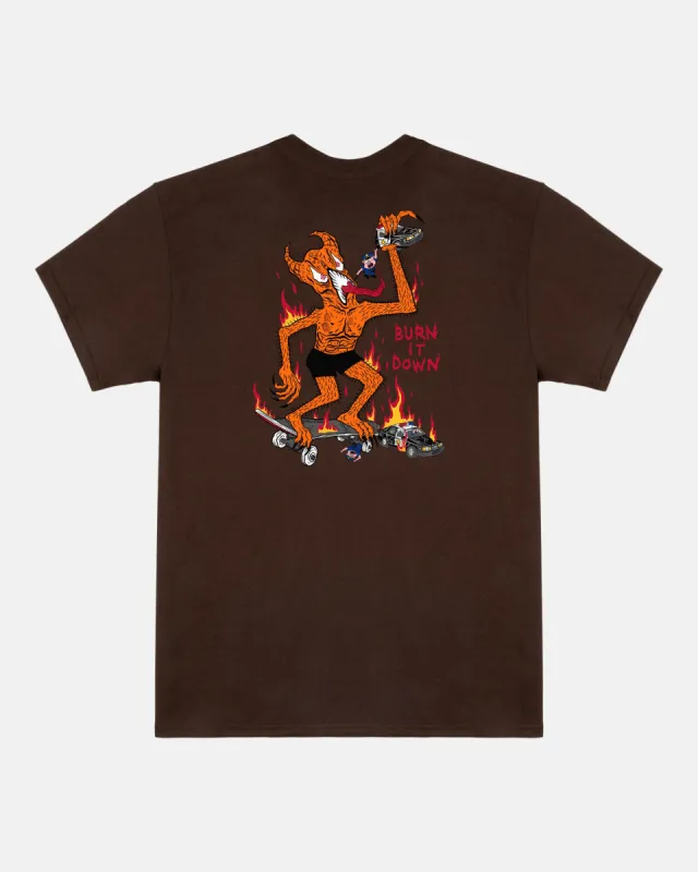 BURN IT DOWN - TSHIRT - DARK CHOCOLATE made by Thrasher