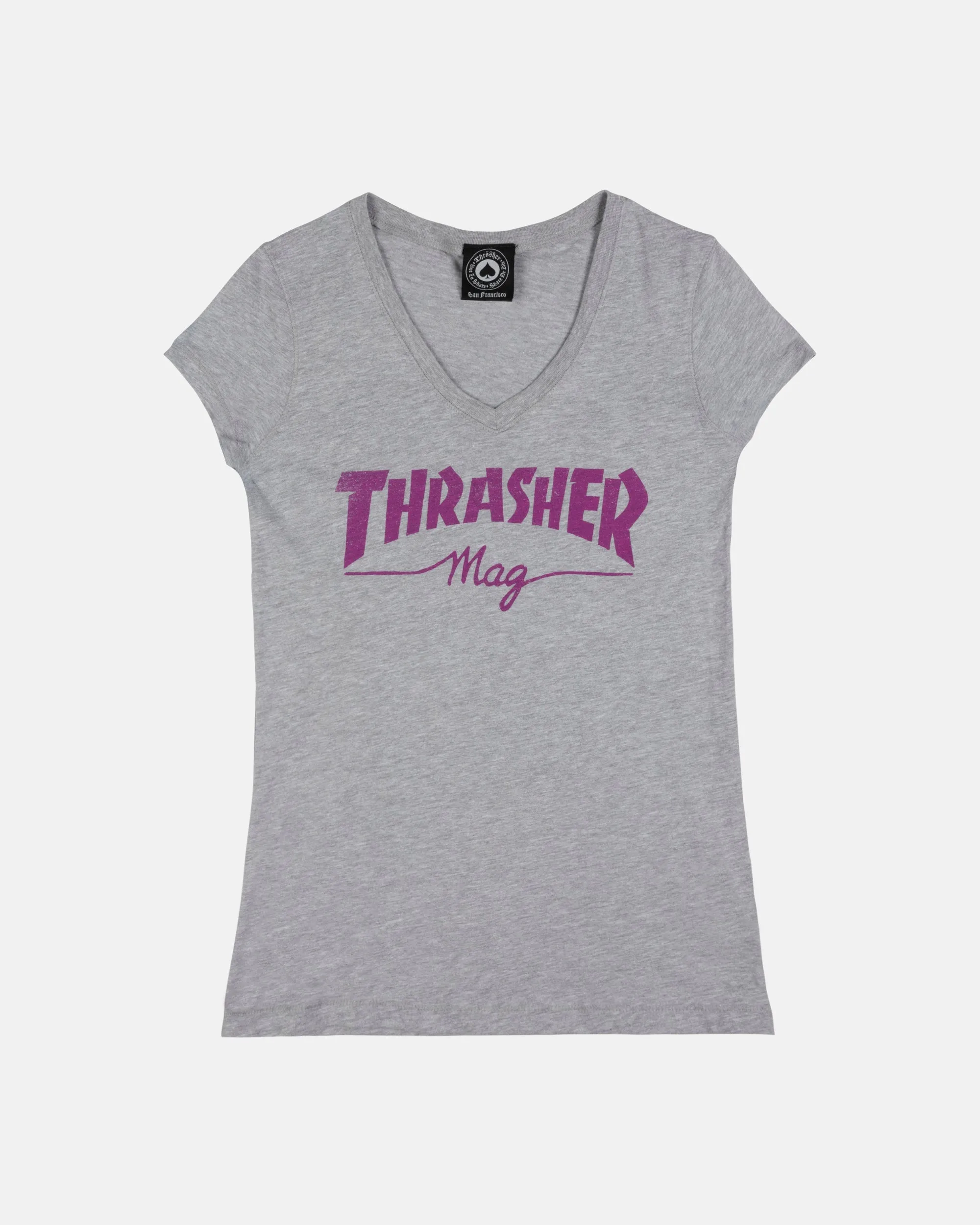 THRASHER MAG - WOMENS VNECK TSHIRT - GREY sold by Thrasher
