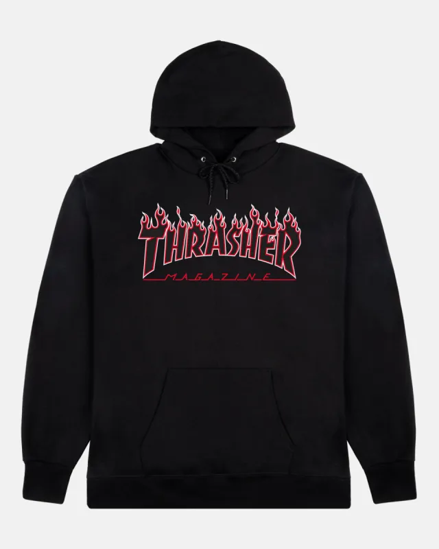 FLAME - HOODIE - BLACK & RED sold by Thrasher