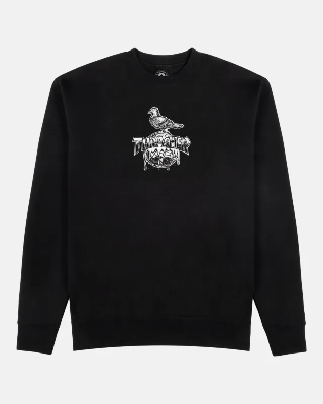 COVER THE EARTH - CREWNECK - BLACK sold by Thrasher