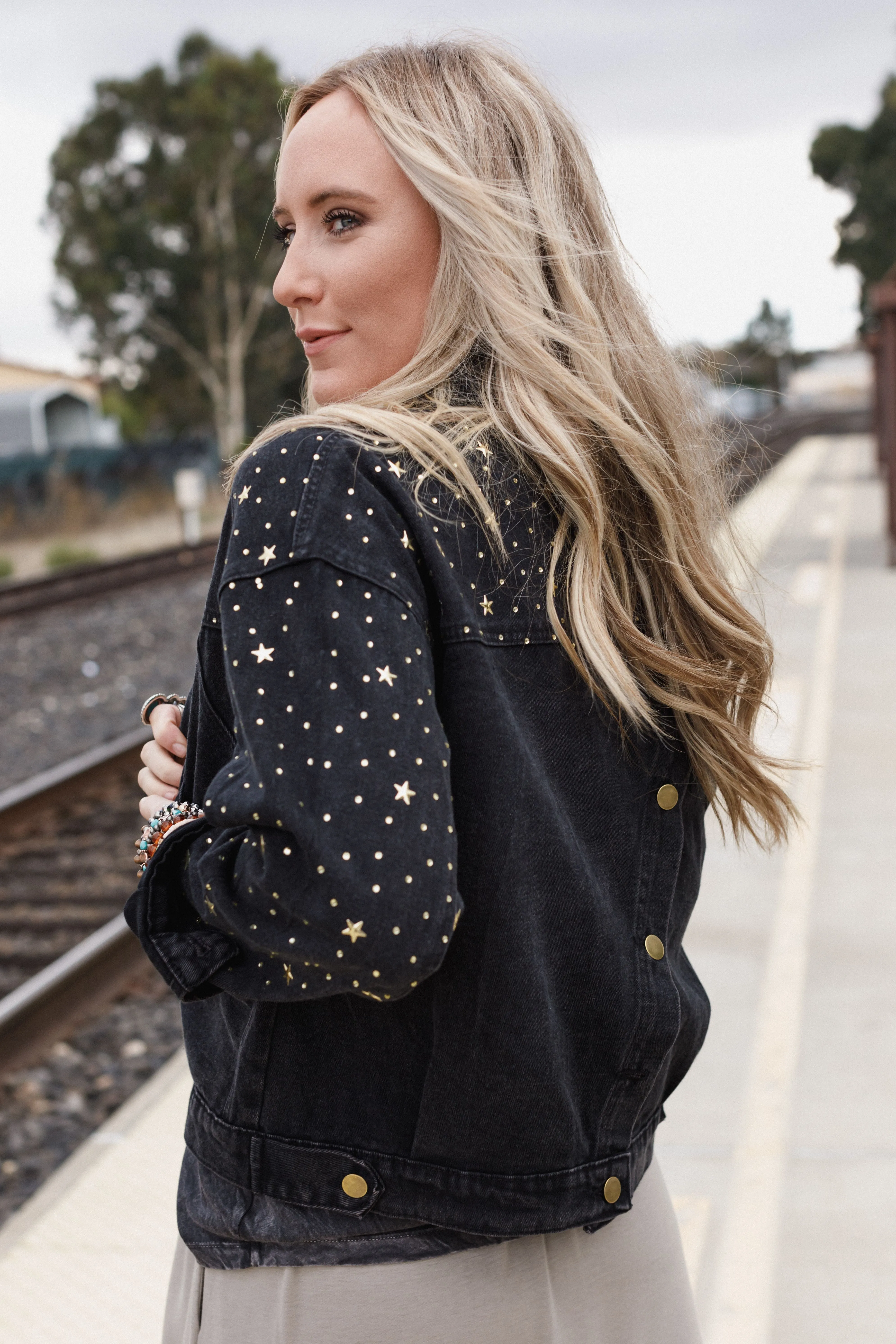 Written In The Stars Denim Jacket - Black sold by Three Bird Nest product image thumbnail 2