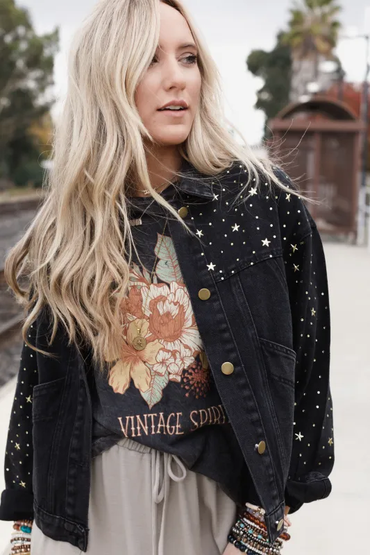 Written In The Stars Denim Jacket - Black made by Davi & Dani