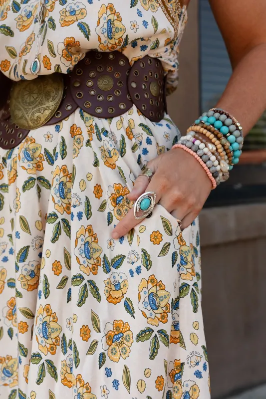 Southwest Sun Ring - Turquoise sold by Three Bird Nest