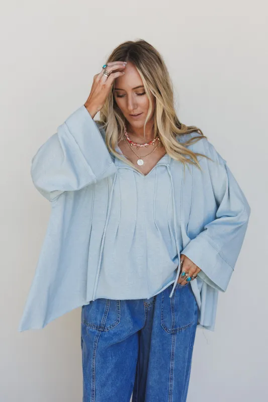The Nest Isla Drift Top - Powder Blue sold by Three Bird Nest