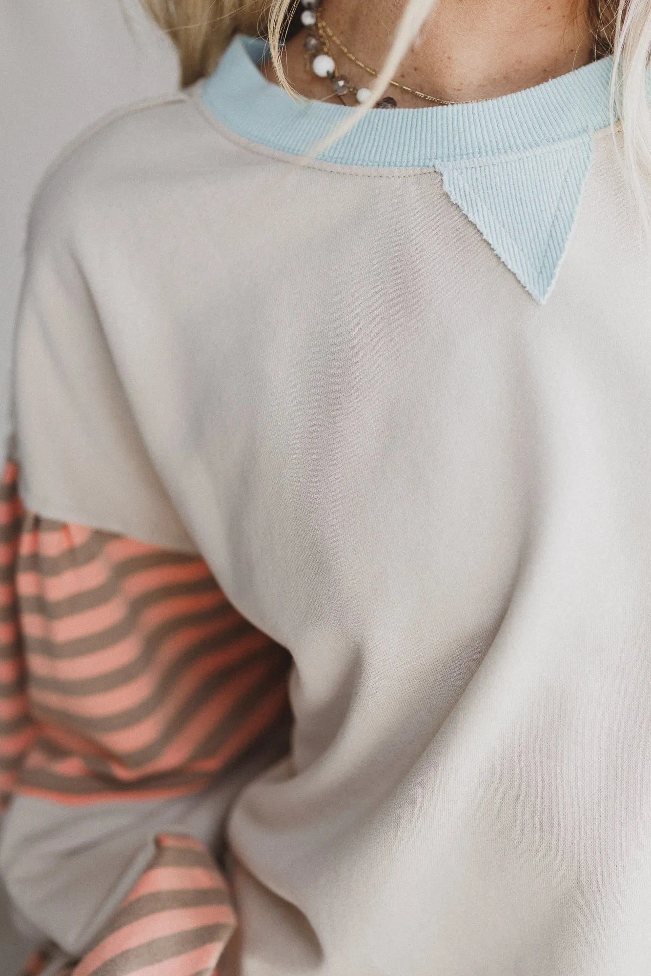 Awaken Joy Stripe Pattern Pullover - Khaki sold by Three Bird Nest product image thumbnail 3