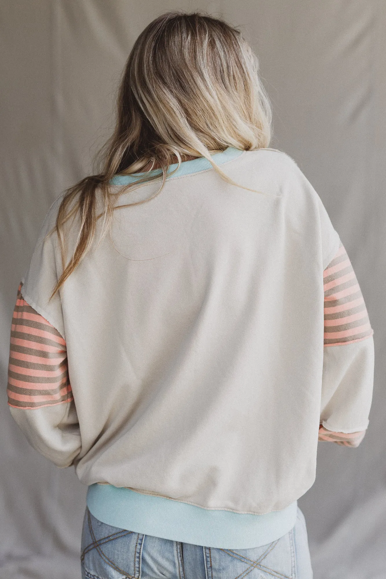 Awaken Joy Stripe Pattern Pullover - Khaki sold by Three Bird Nest product image thumbnail 5