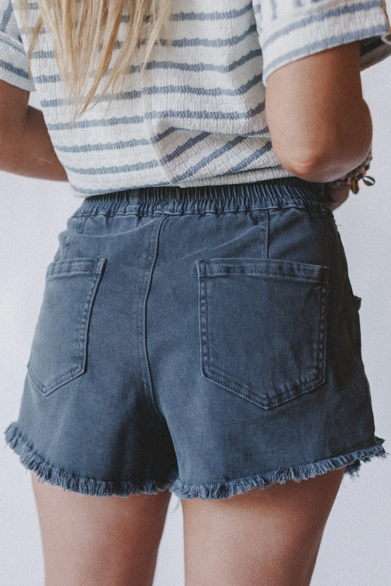 Open Sunroof Frayed Denim Shorts - Black sold by Three Bird Nest product image thumbnail 2