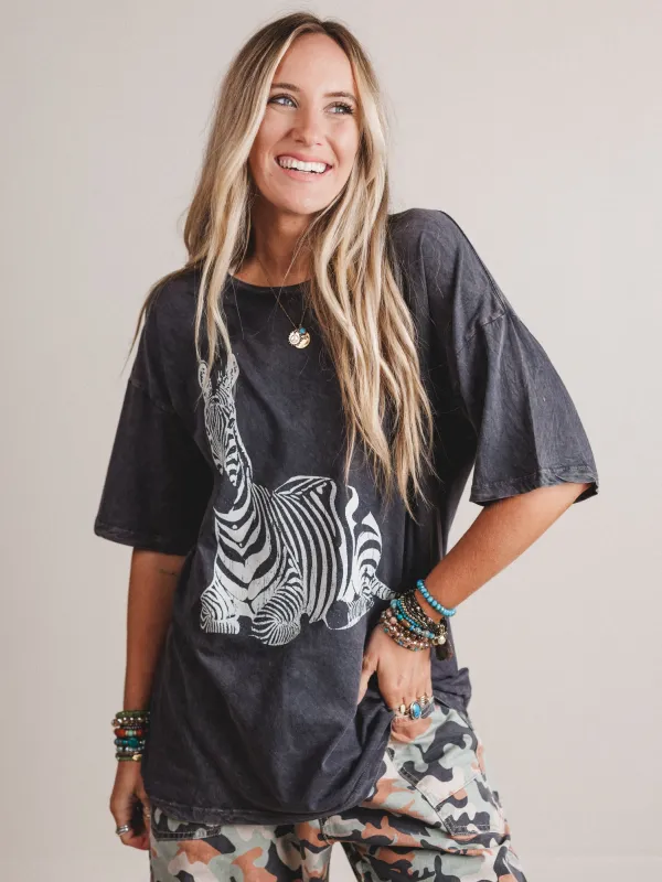 Zebra Mate Oversized Tee  - Charcoal made by Promesa