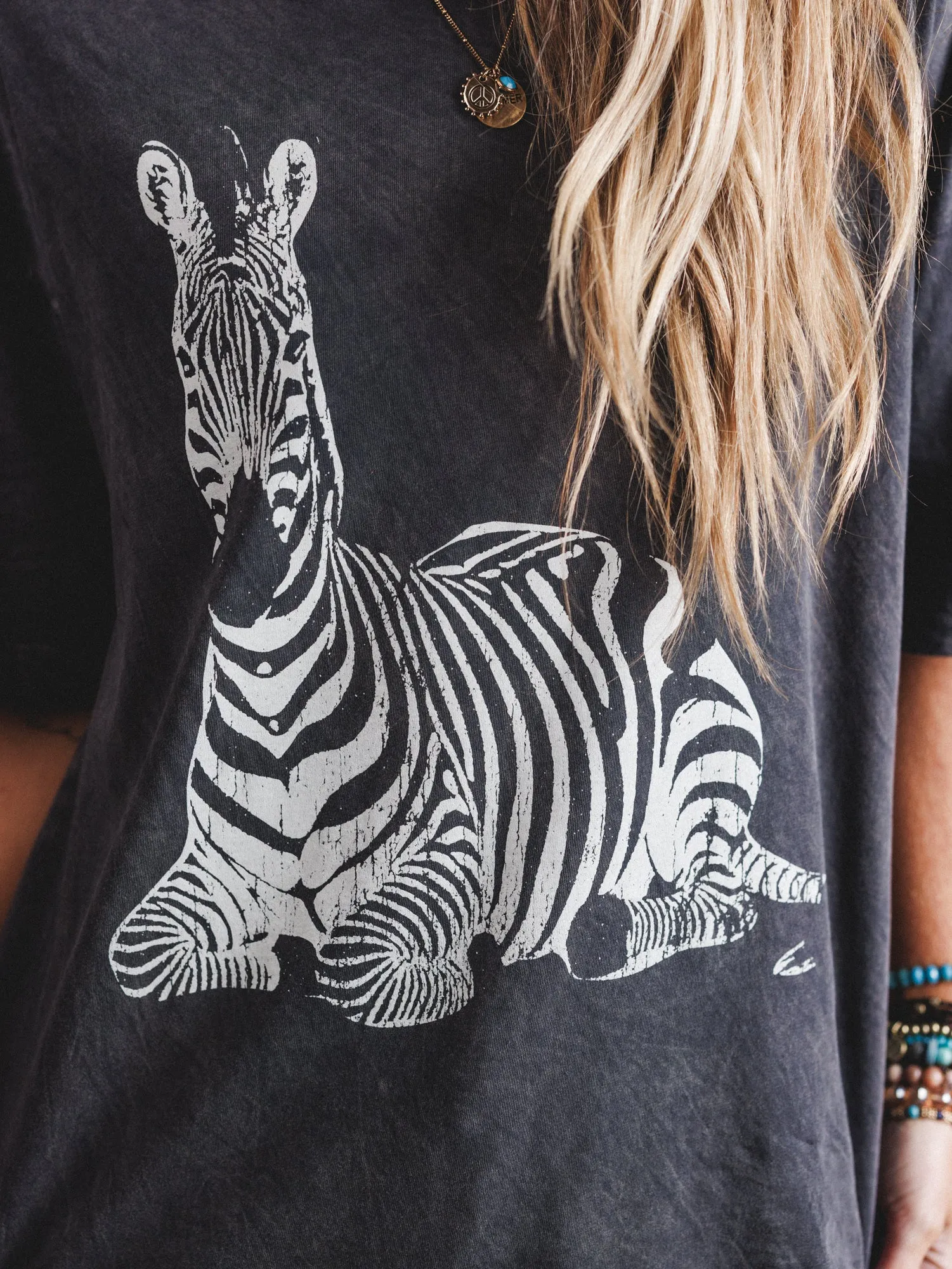 Zebra Mate Oversized Tee - Charcoal sold by Three Bird Nest product image thumbnail 3