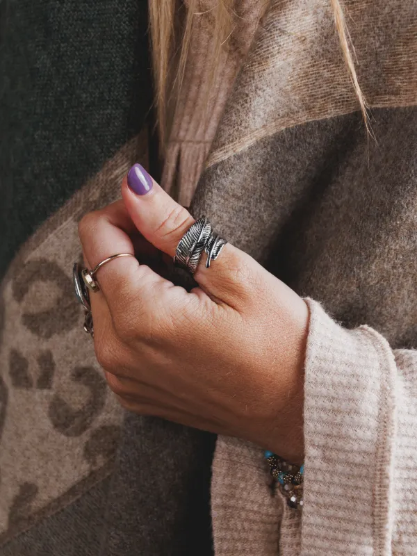 Crown Of Feathers Ring - Silver sold by Three Bird Nest