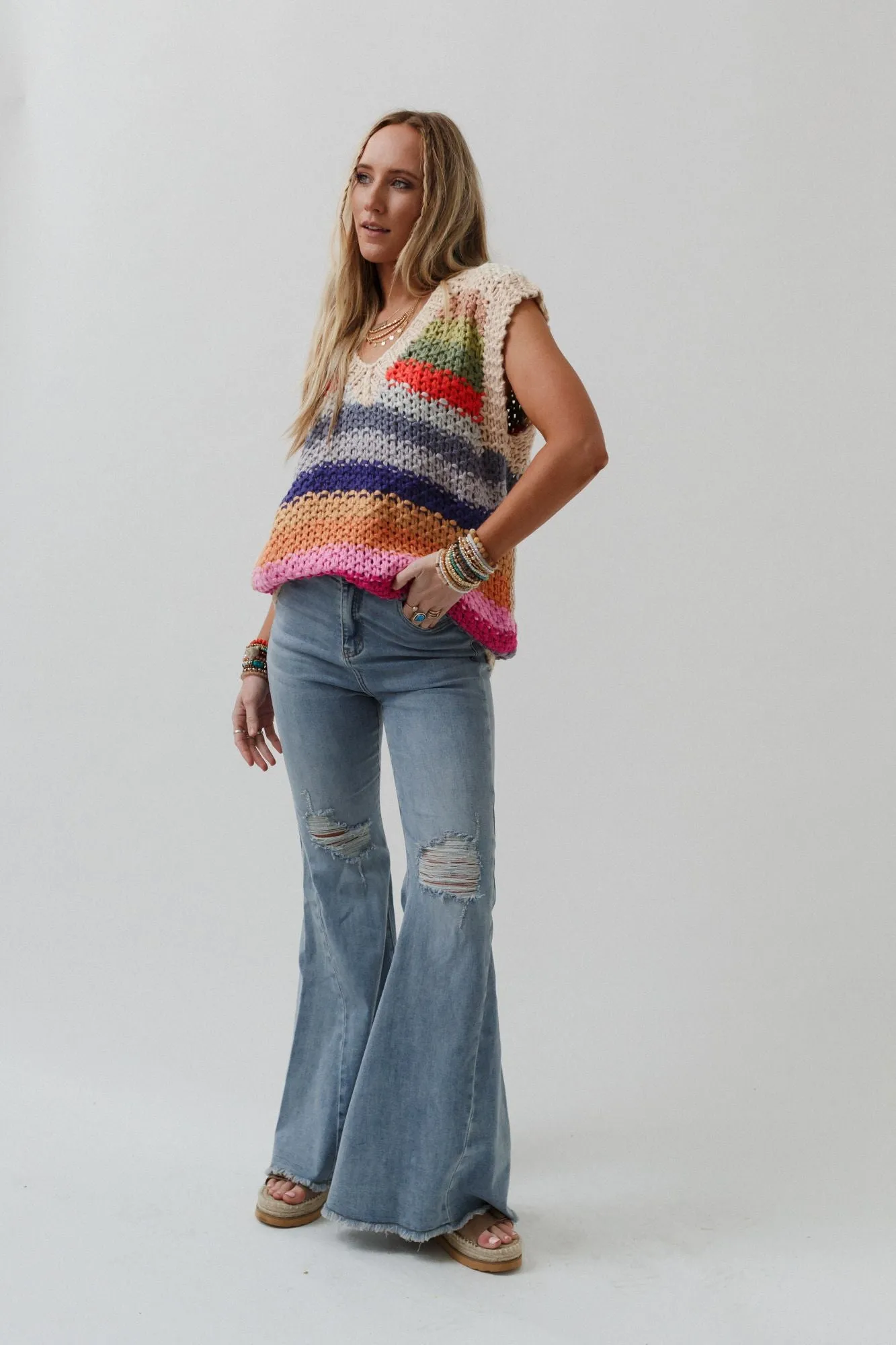 Wrapped Up In Color Knit Vest - Cream Multi sold by Three Bird Nest product image thumbnail 5
