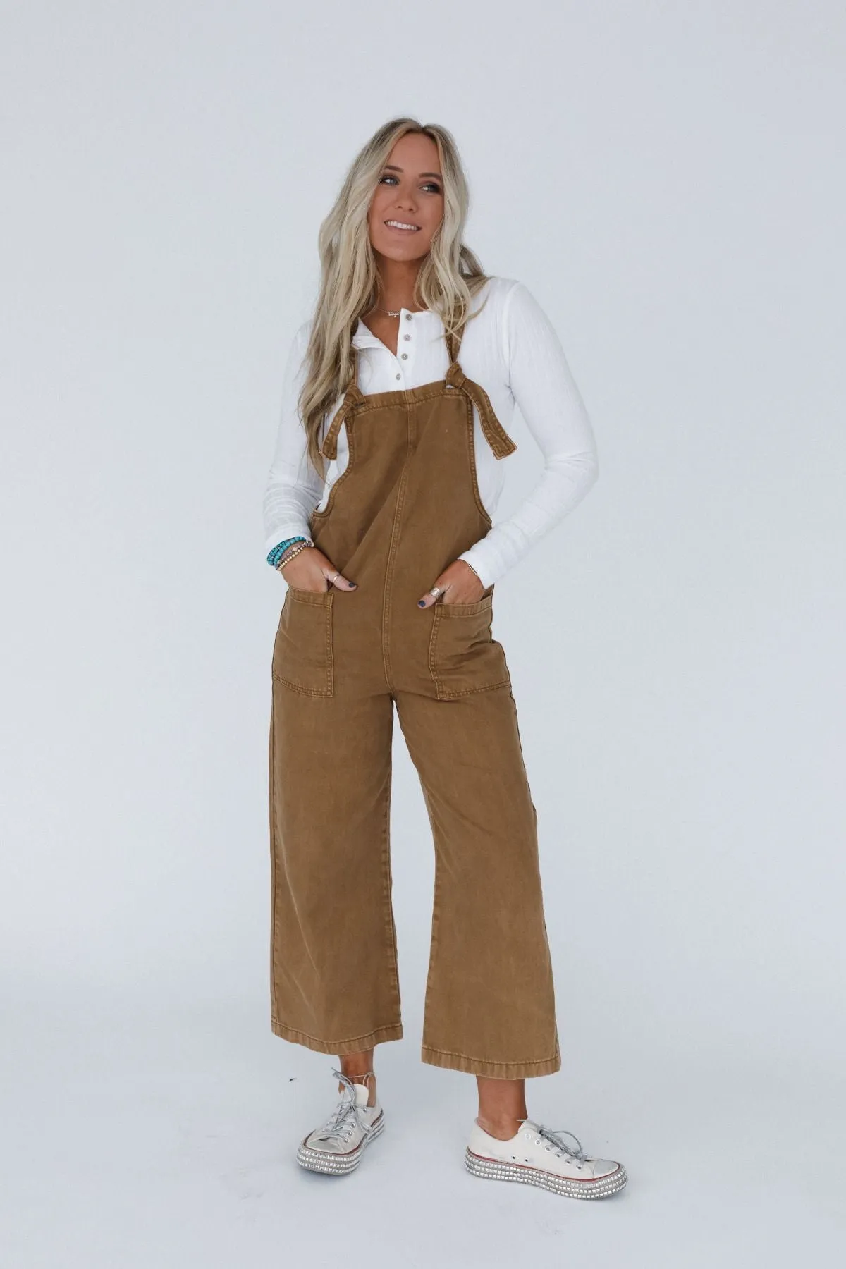 Elliot Knotted Overalls - Camel sold by Three Bird Nest product image thumbnail 2