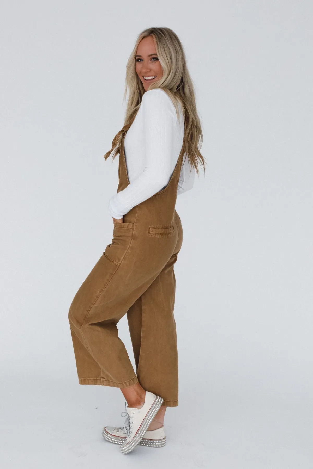 Elliot Knotted Overalls - Camel sold by Three Bird Nest product image thumbnail 3