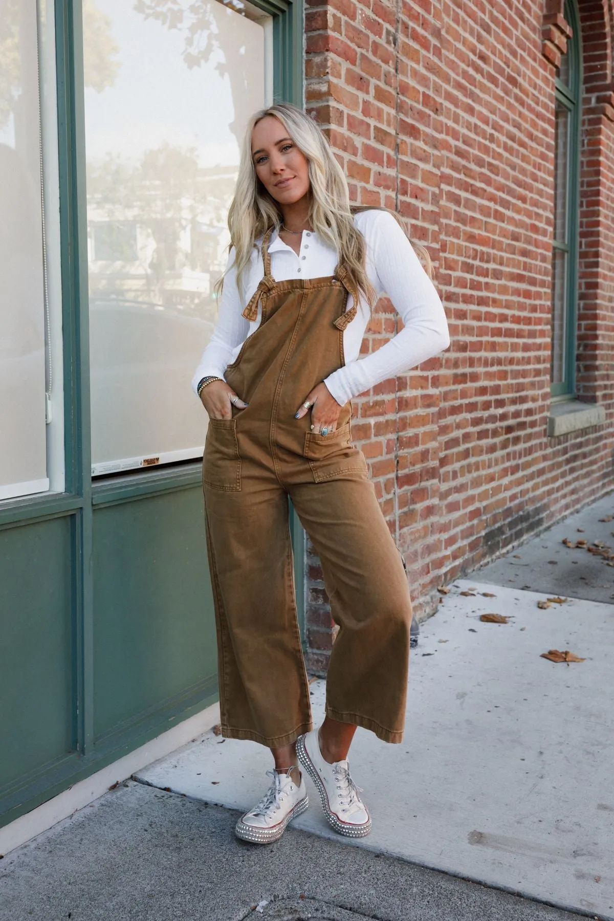 Elliot Knotted Overalls - Camel sold by Three Bird Nest product image thumbnail 5