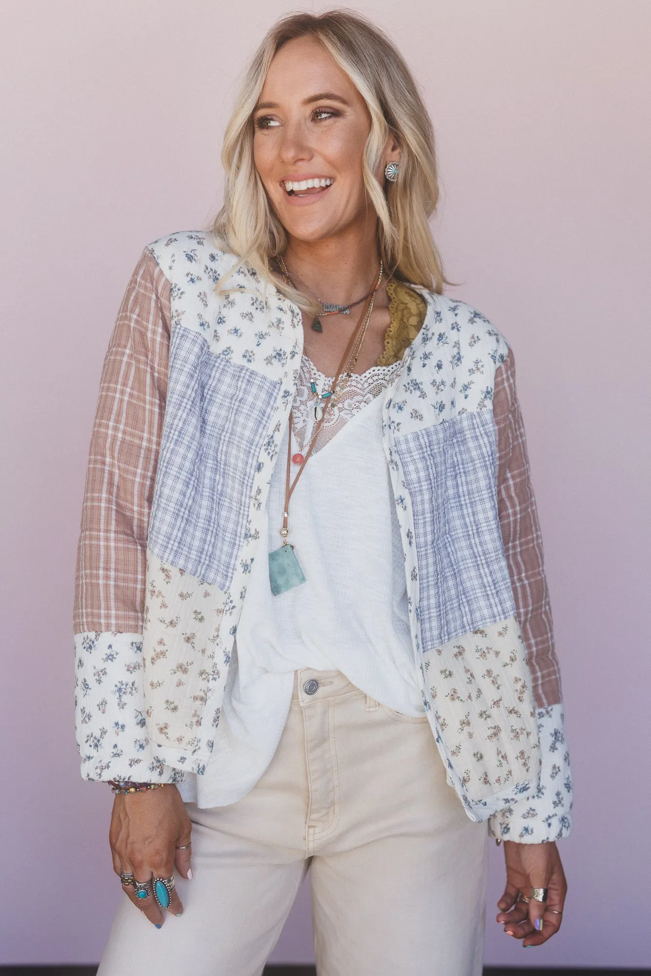 Lush Fields Contrast Shacket - Ivory sold by Three Bird Nest product image thumbnail 4