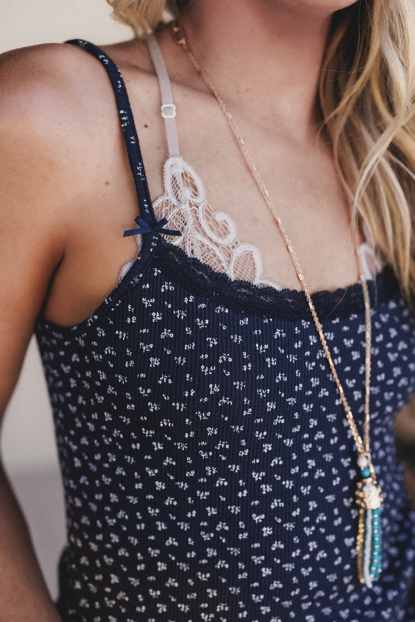 Farmhouse Floral Cami Top - Navy sold by Three Bird Nest product image thumbnail 2