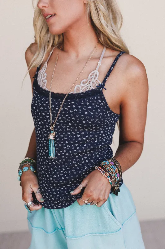 Farmhouse Floral Cami Top - Navy made by By Together