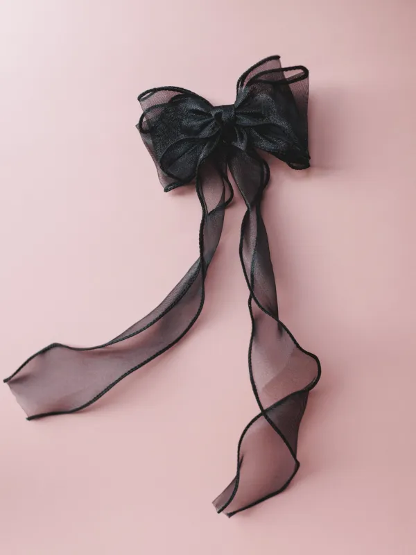 Tied With a Bow Hair Clip - Black sold by Three Bird Nest