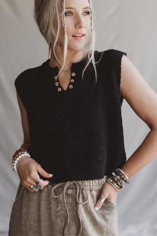 Open Skies Sweater Top - Black sold by Three Bird Nest