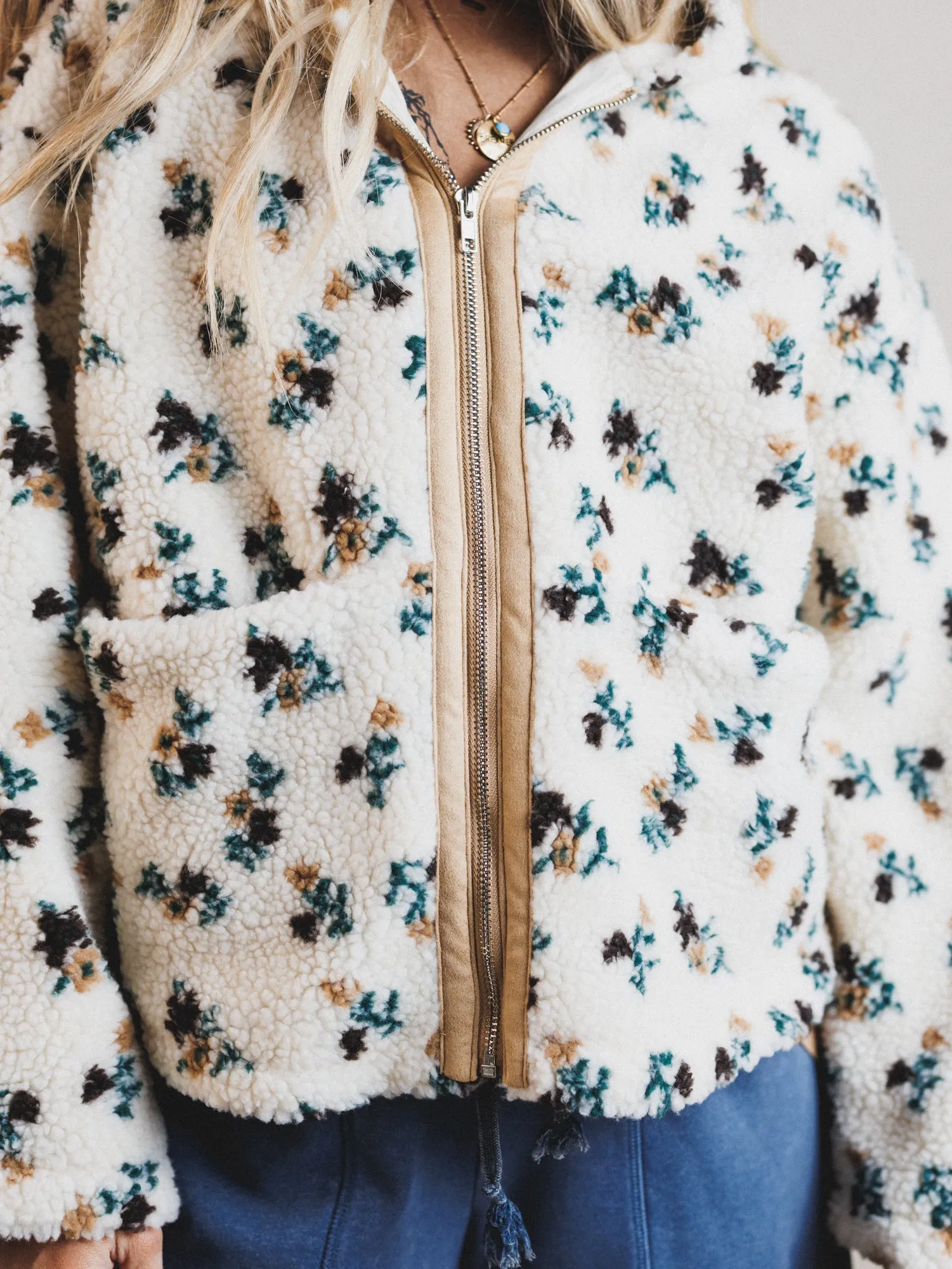 Floral Solstice Fleece Jacket - Cream sold by Three Bird Nest product image thumbnail 3
