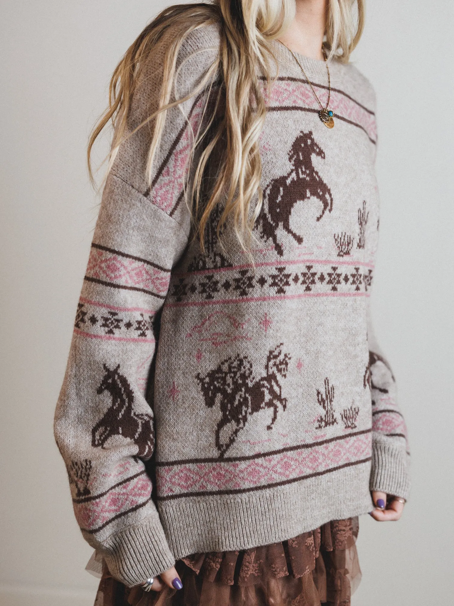 Sunset Stride Sweater - Taupe sold by Three Bird Nest product image thumbnail 2