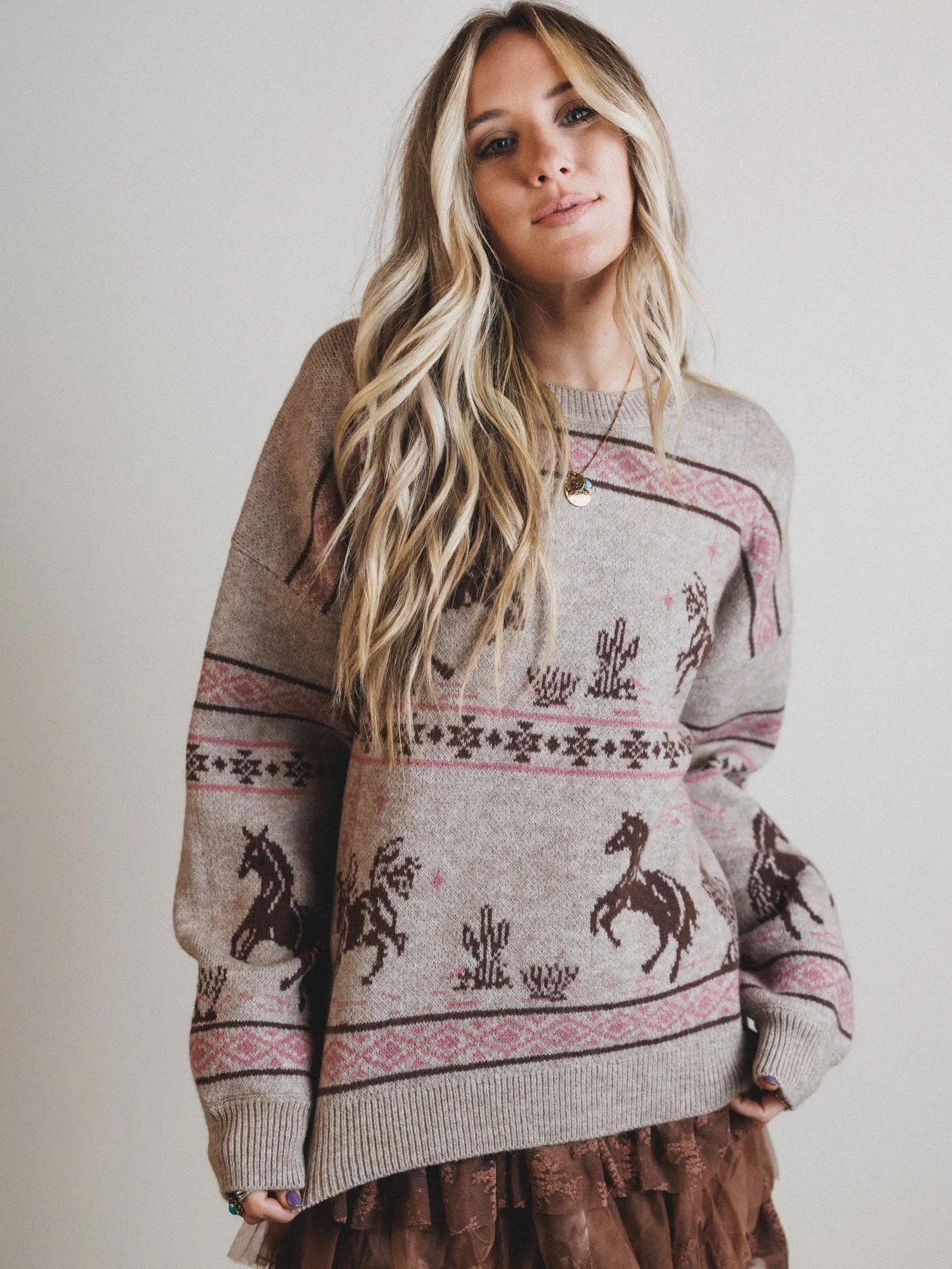 Sunset Stride Sweater - Taupe sold by Three Bird Nest product image thumbnail 4