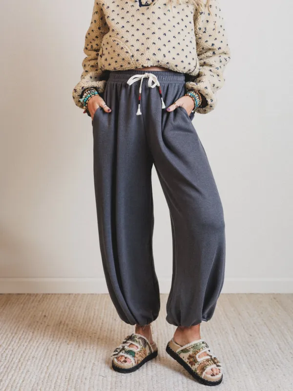 The Nest Laid Back Love Jogger Pants - Charcoal sold by Three Bird Nest