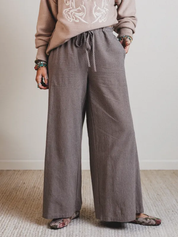 June Stripe Pants - Light Mocha sold by Three Bird Nest