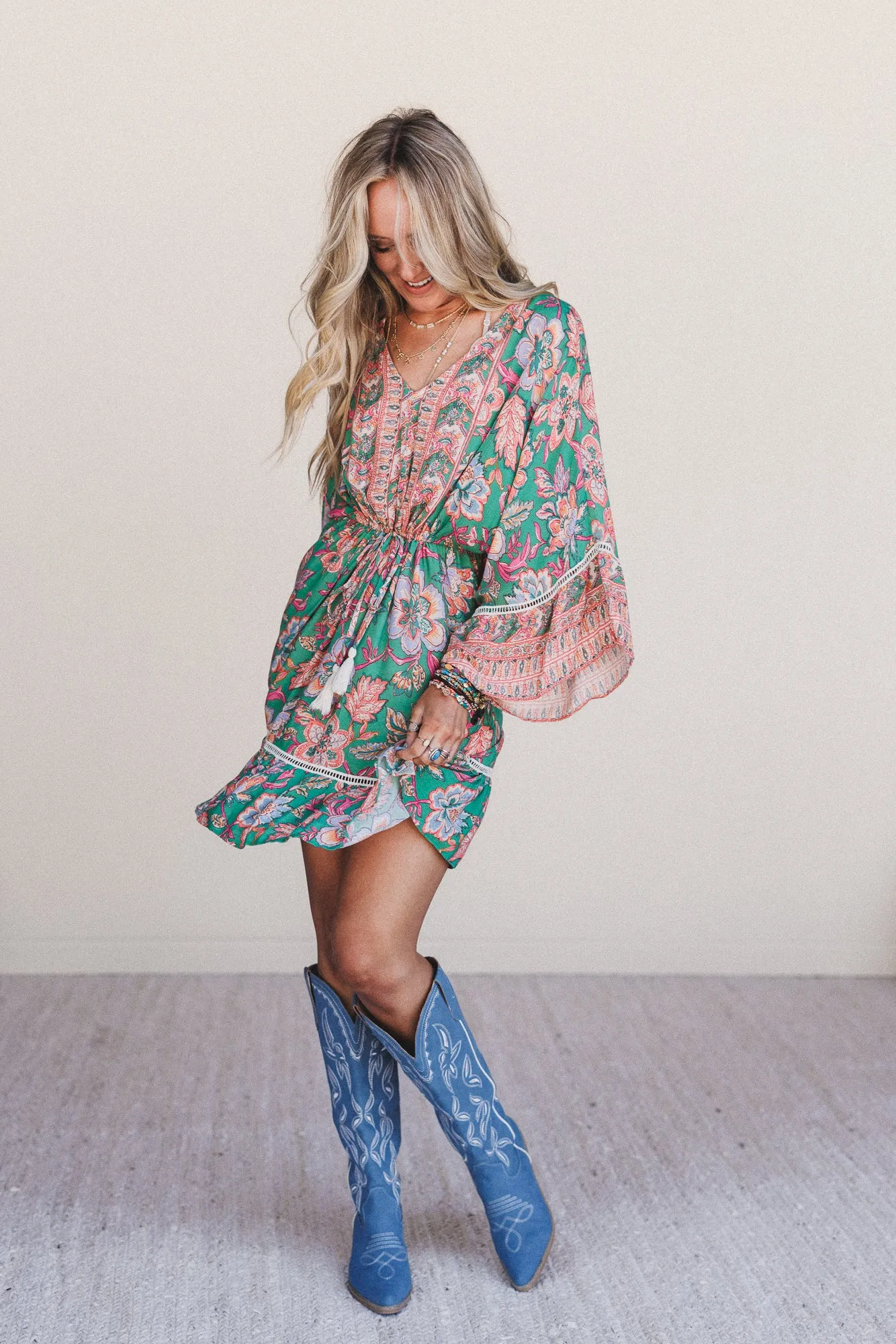 Dreamy Doll Printed Dress - Green sold by Three Bird Nest