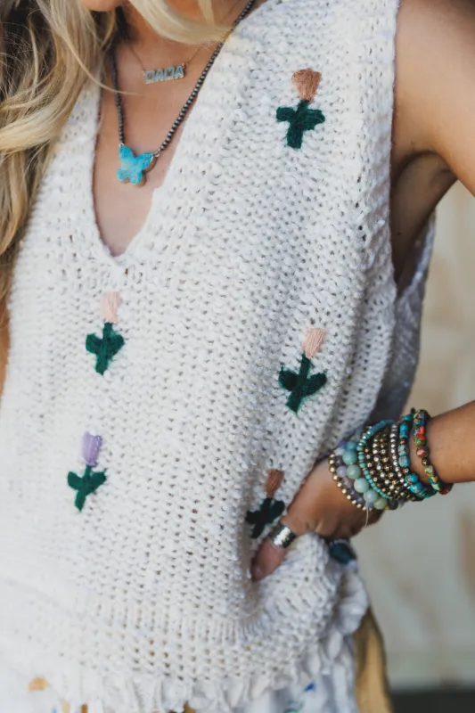 Drifting Blooms Crochet Top - White sold by Three Bird Nest