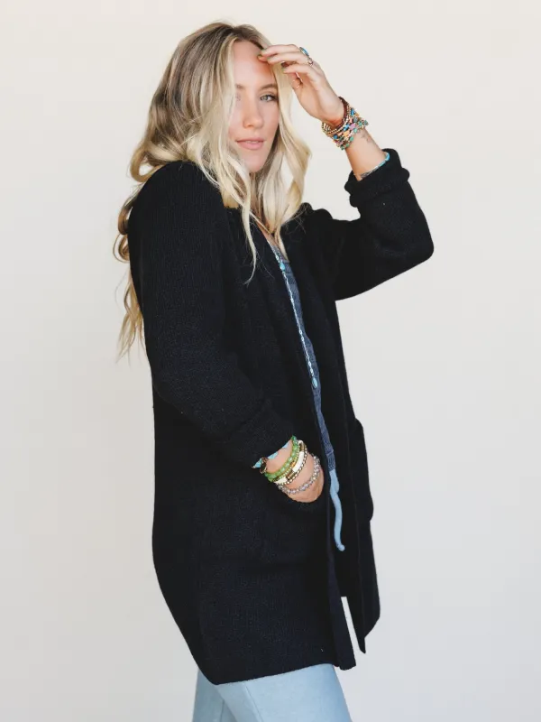 Autumn Eve Hooded Cardigan - Black sold by Three Bird Nest