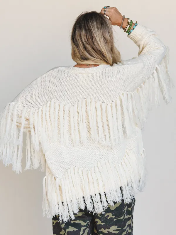 Fringe Society Cardigan - Cream sold by Three Bird Nest