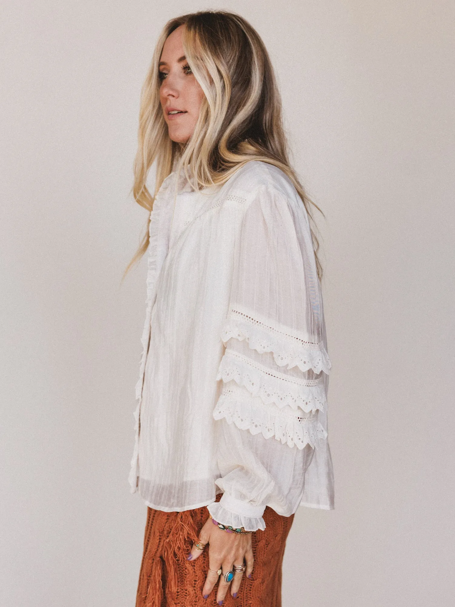 Boho Romance Blouse - Cream sold by Three Bird Nest product image thumbnail 2