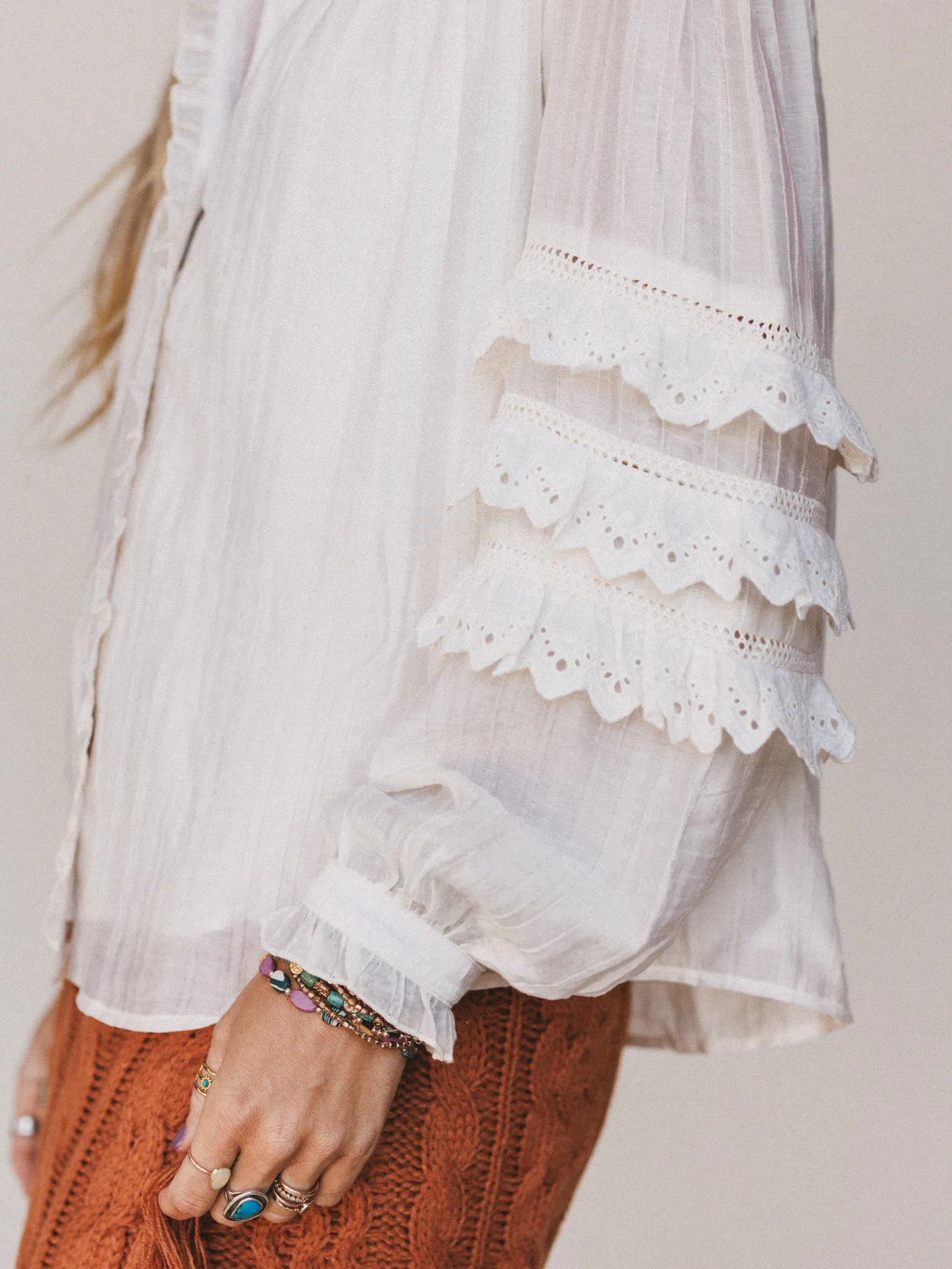 Boho Romance Blouse - Cream sold by Three Bird Nest product image thumbnail 5